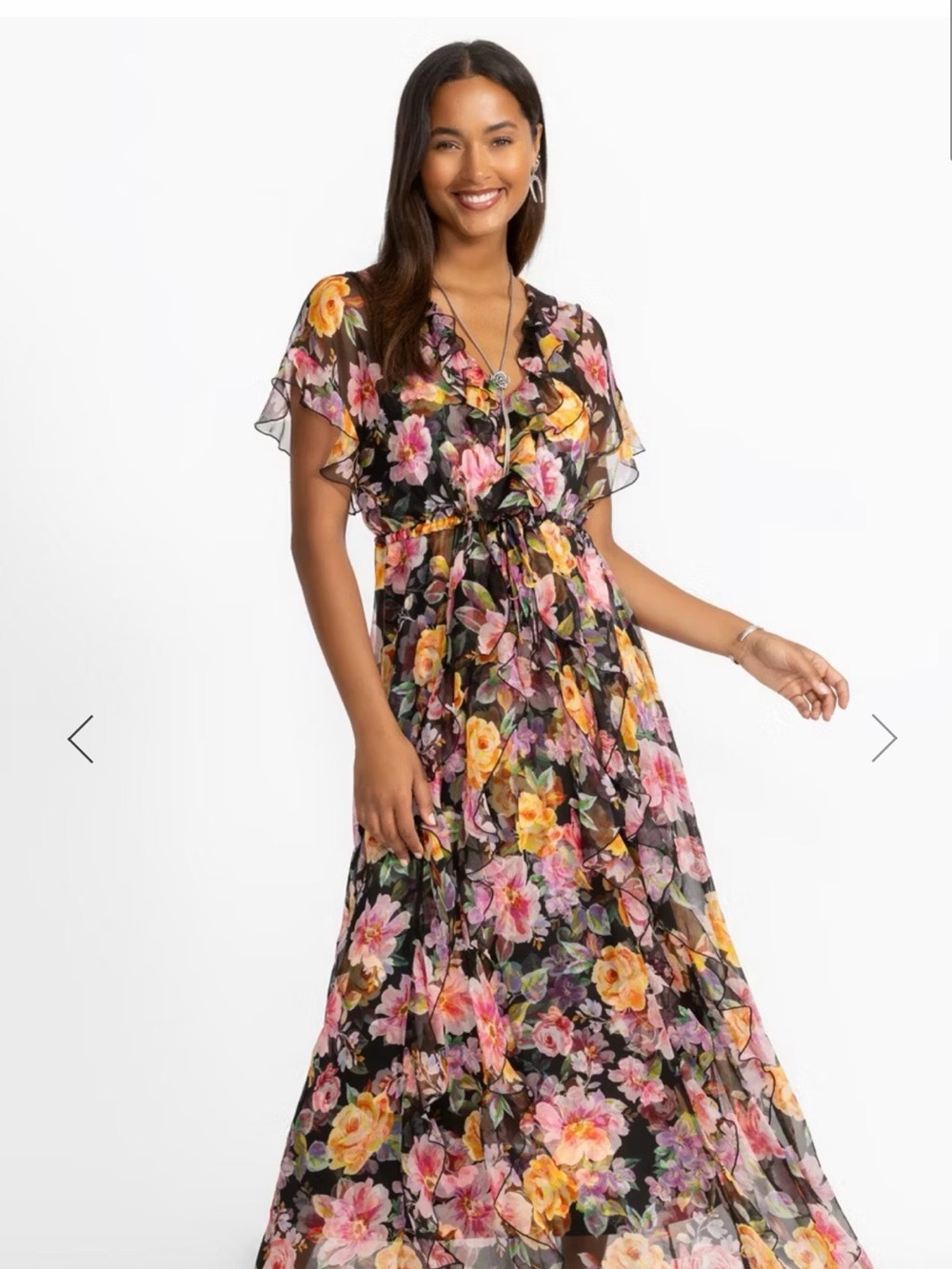 Johnny Was Women's Suri Ruffle Silk Maxi Dress